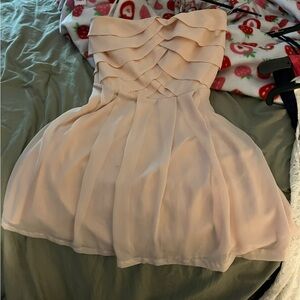 Express Cream Strapless Dress